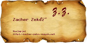 Zacher Zekő névjegykártya
